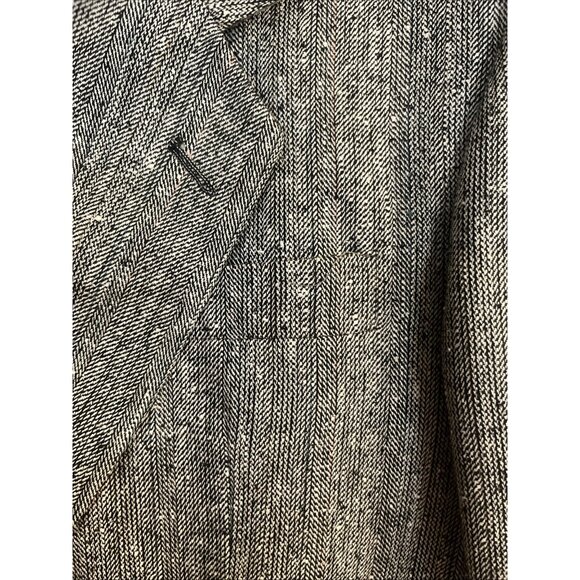 Pierre Balmain Black/White Herringbone 100% Silk Blazer, Men's 42R Elegant - Picture 4 of 14